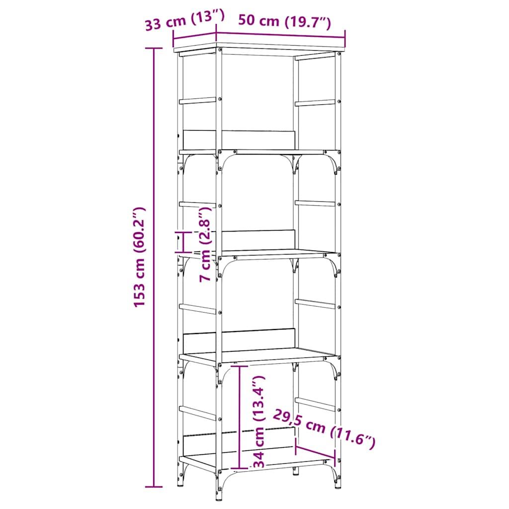 Βιβλιοθήκη Τεχνίτης Δρυς 50x33x153 εκ. Επεξεργασμένο Ξύλο - Pakobazaar