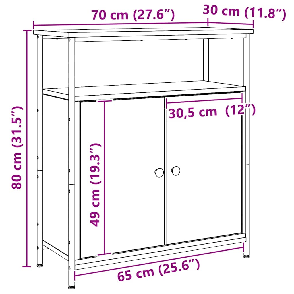 Ντουλάπι Αρτισιανή Δρυς 70 x 30 x 80 εκ. από Επεξεργ. Ξύλο - Pakobazaar