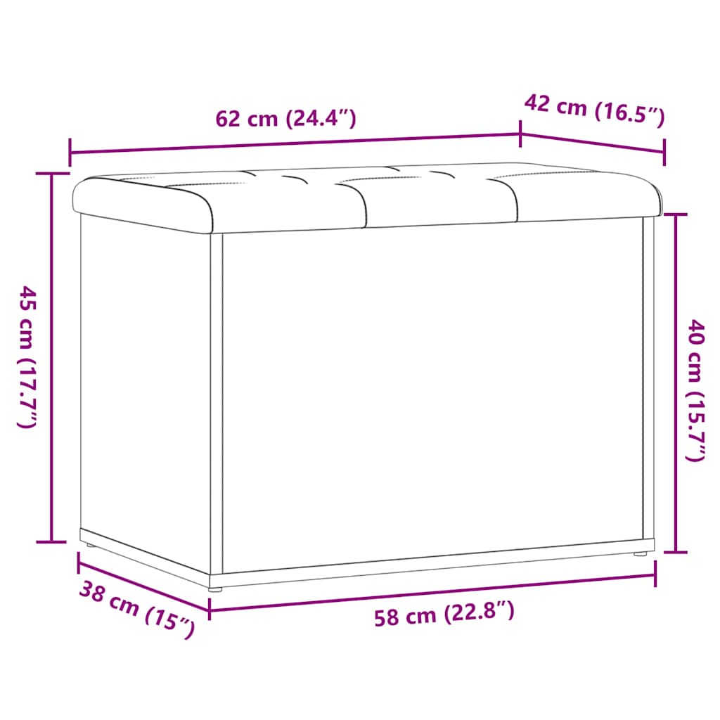 Πάγκος αποθήκευσης  Παλιό ξύλο 62x42x45 cm Κατασκευασμένο ξύλο - Pakobazaar