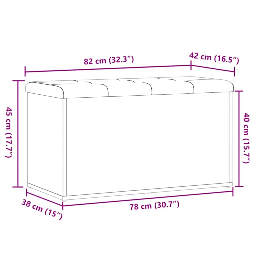 Πάγκος Αποθήκευσης Χειροποίητος Δρυς 82x42x45 εκ. από Τεχνητό Ξύλο - Pakobazaar