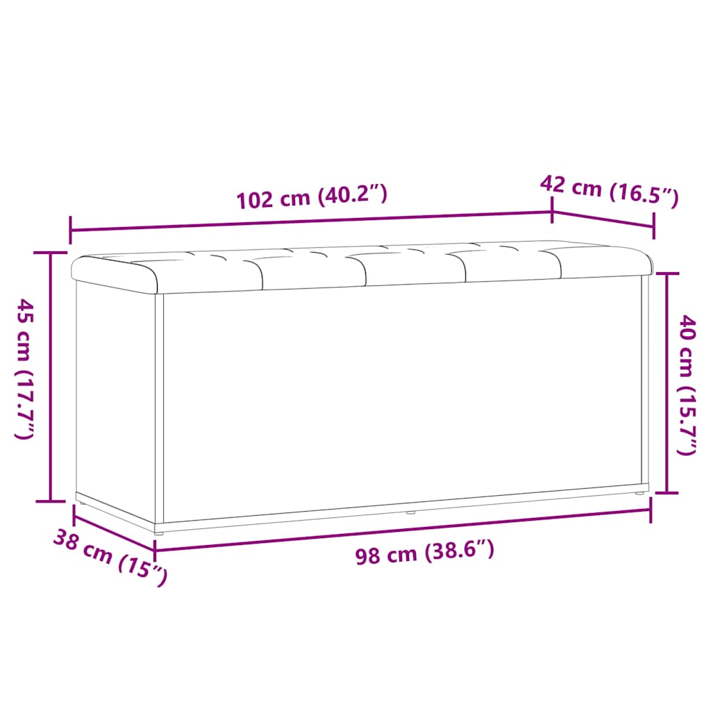 Πάγκος αποθήκευσης  Παλαιό ξύλο 102x42x45 cm Κατασκευασμένο ξύλο - Pakobazaar
