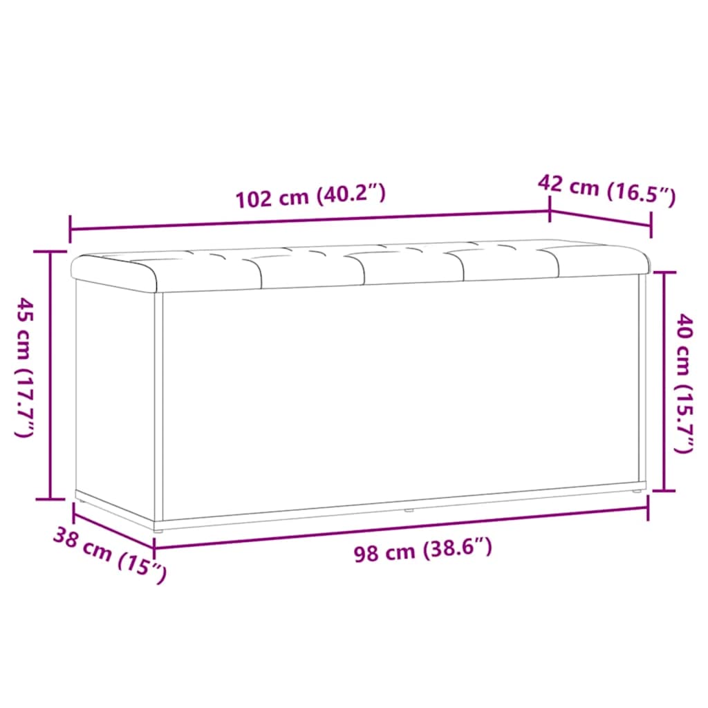 Πάγκος Αποθήκευσης Χειροποίητος Δρυς 102x42x45 εκ. από Τεχνητό Ξύλο - Pakobazaar