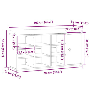 Πάγκος παπουτσιών  Artisan Oak 102x32x50 cm Κατασκευασμένο ξύλο - Pakobazaar