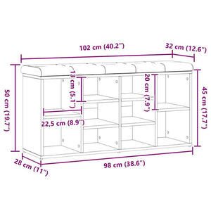 Πάγκος παπουτσιών  Artisan Oak 102x32x50 cm Κατασκευασμένο ξύλο - Pakobazaar