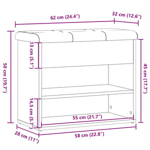 Πάγκος παπουτσιών  Παλιό ξύλο 62x32x50 cm Κατασκευασμένο ξύλο - Pakobazaar