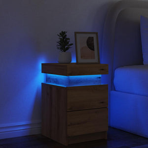 Κομοδίνο με LED Αρτισιανή Δρυς 35x39x55 εκ. Επεξ. Ξύλο - Pakobazaar