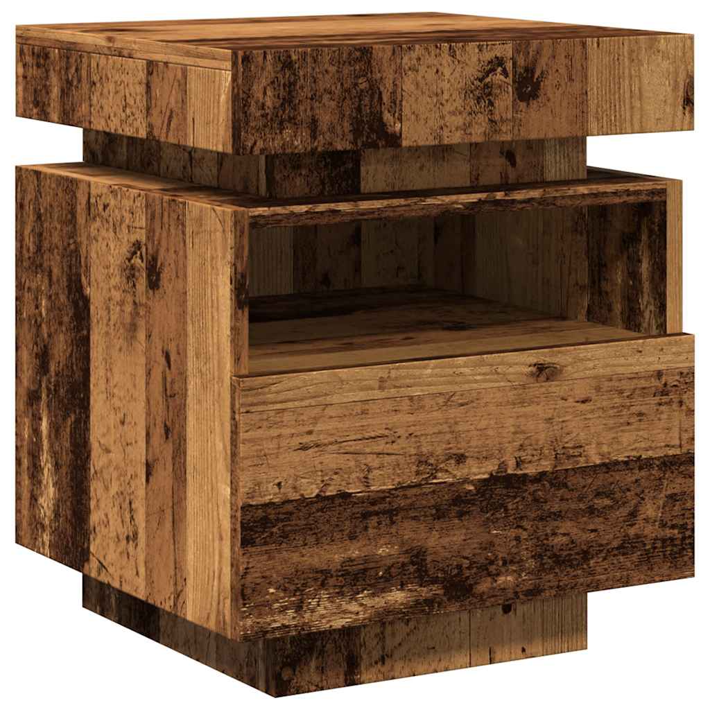 Κομοδίνο με φώτα LED Παλιό ξύλο 40x39x48,5 cm - Pakobazaar