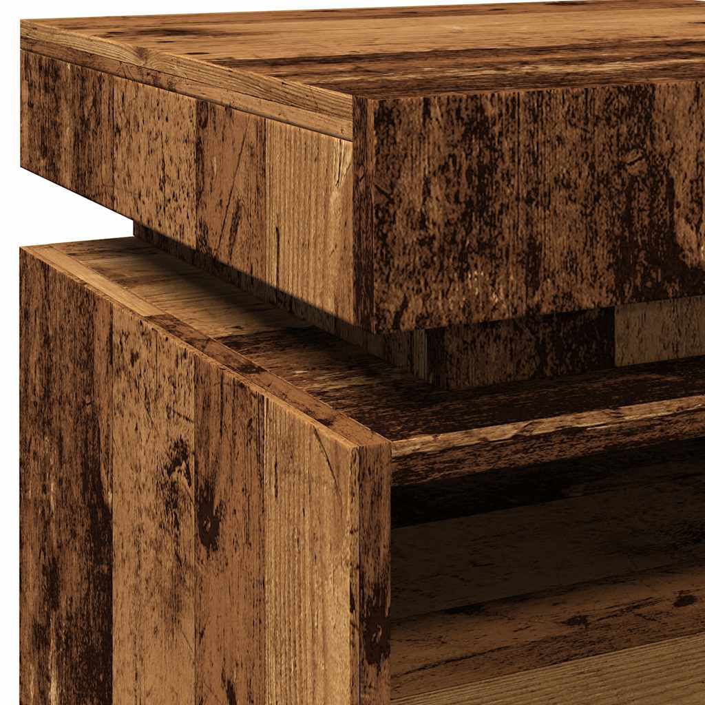 Κομοδίνο με φώτα LED Παλιό ξύλο 40x39x48,5 cm - Pakobazaar