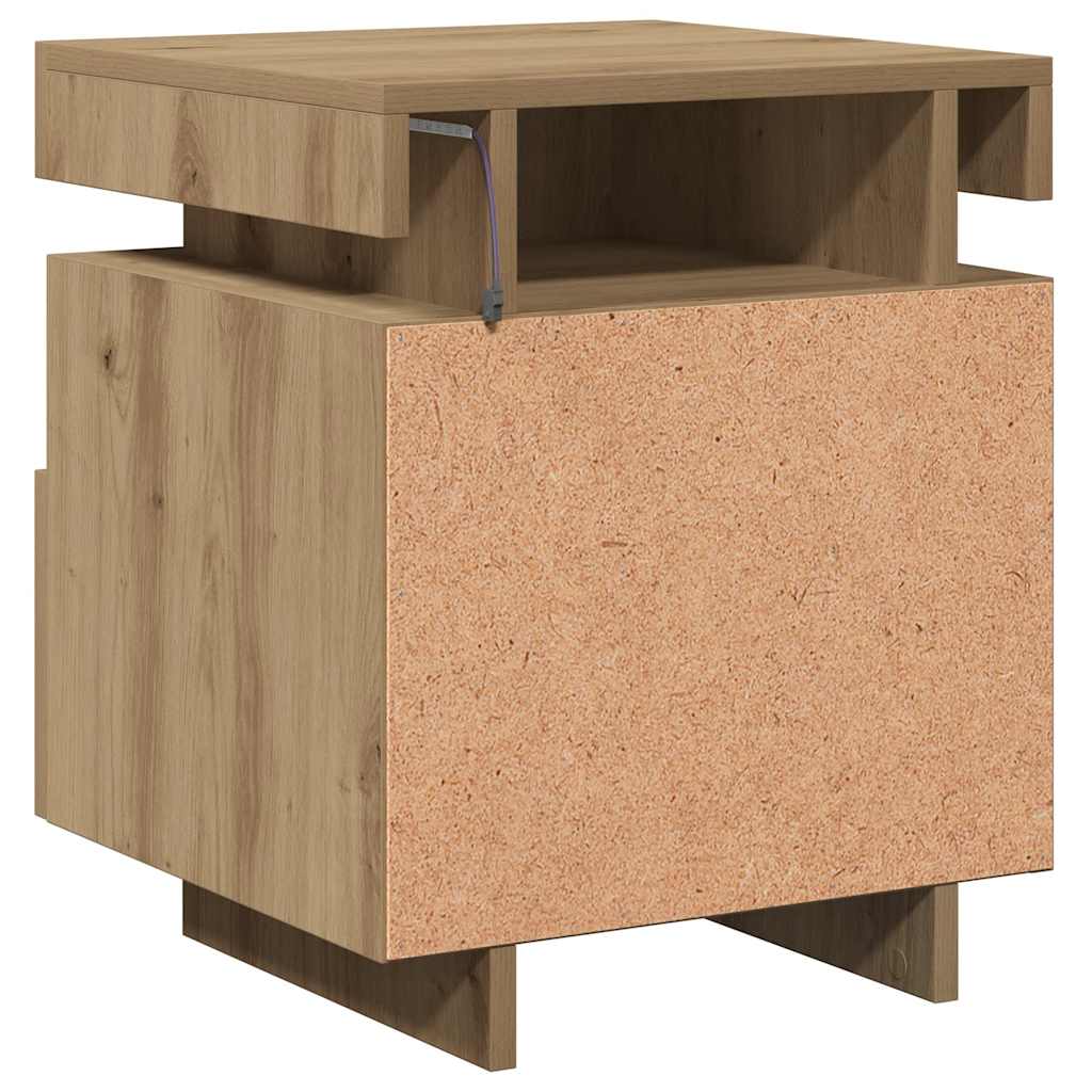 Κομοδίνο με φώτα LED Artisan Oak 40x39x48,5 cm - Pakobazaar