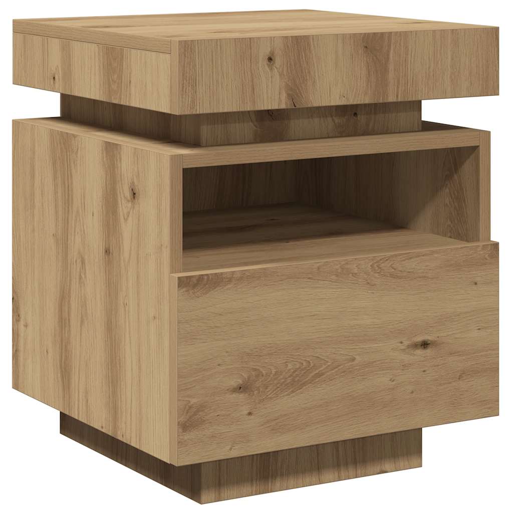 Κομοδίνα με φώτα LED 2 τεμ Artisan Oak 40x39x48,5 cm - Pakobazaar
