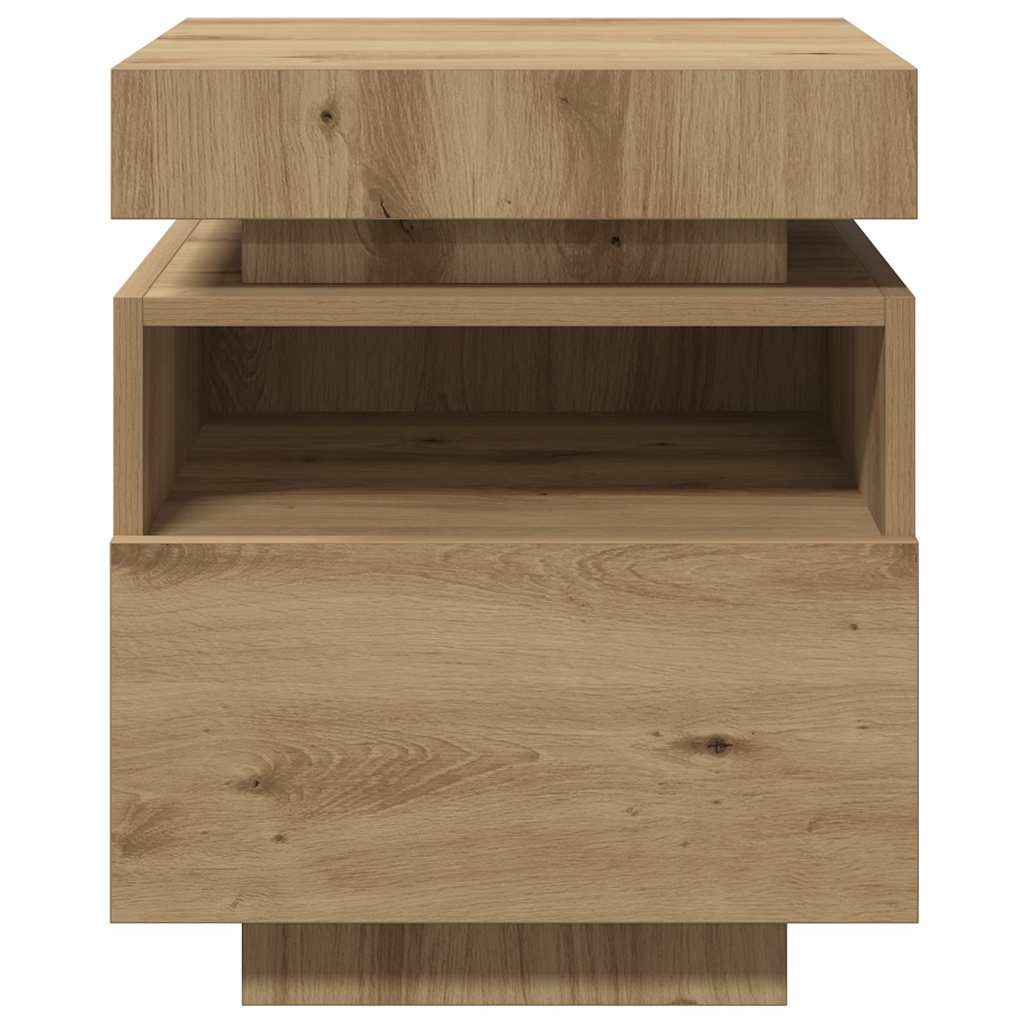 Κομοδίνα με φώτα LED 2 τεμ Artisan Oak 40x39x48,5 cm - Pakobazaar