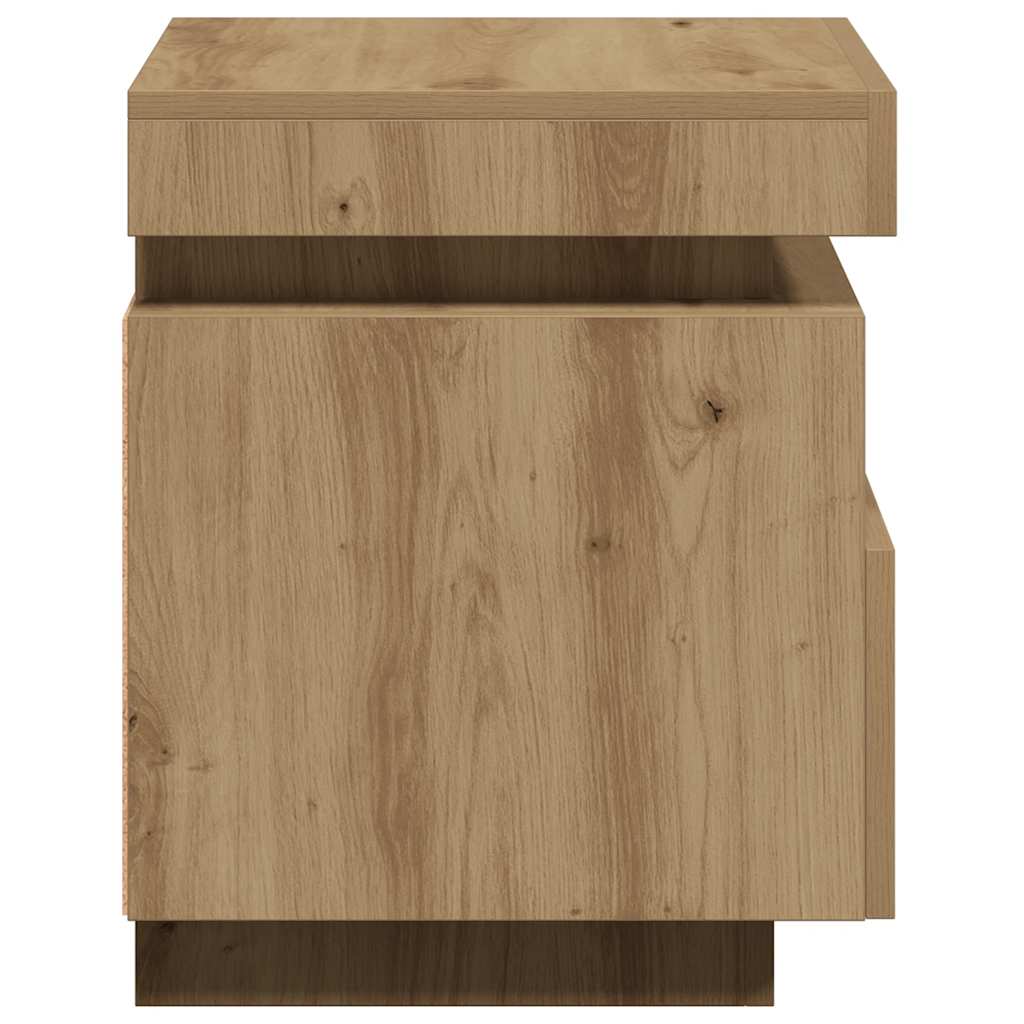 Κομοδίνα με φώτα LED 2 τεμ Artisan Oak 40x39x48,5 cm - Pakobazaar