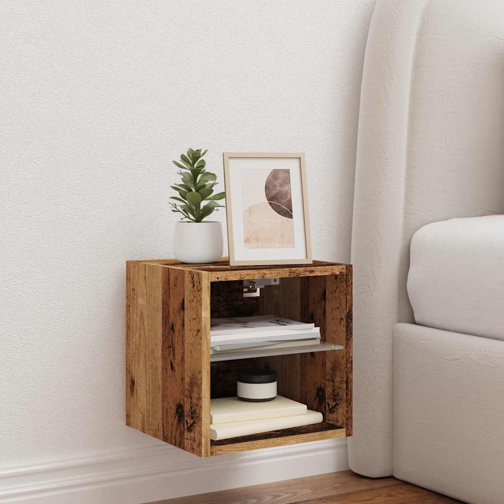 Έπιπλο Τοίχου Τηλεόρασης με LED Παλιό Ξύλο 30 x 28,5 x 30 εκ. - Pakobazaar