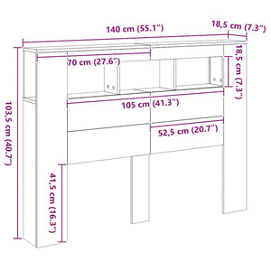 LED κεφαλάρι Artisan Oak 140x18,5x103,5 cm Κατασκευασμένο ξύλο - Pakobazaar