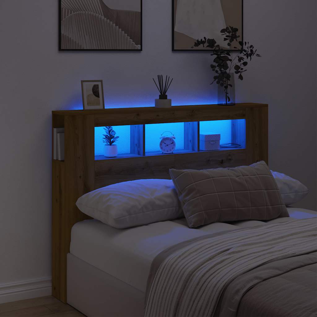 LED κεφαλάρι Artisan Oak 140x18,5x103,5 cm Κατασκευασμένο ξύλο - Pakobazaar