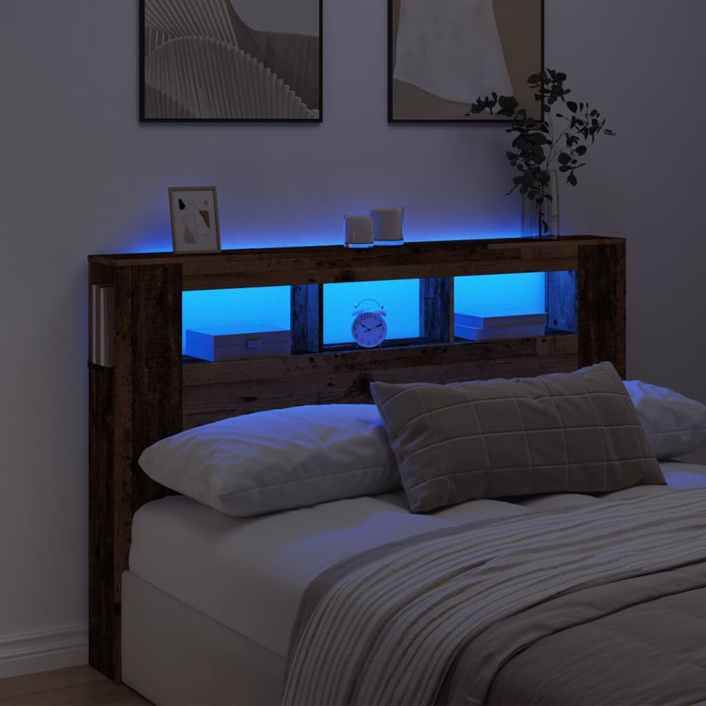 LED κεφαλάρι Παλιό ξύλο 160x18,5x103,5 cm Κατασκευασμένο ξύλο - Pakobazaar