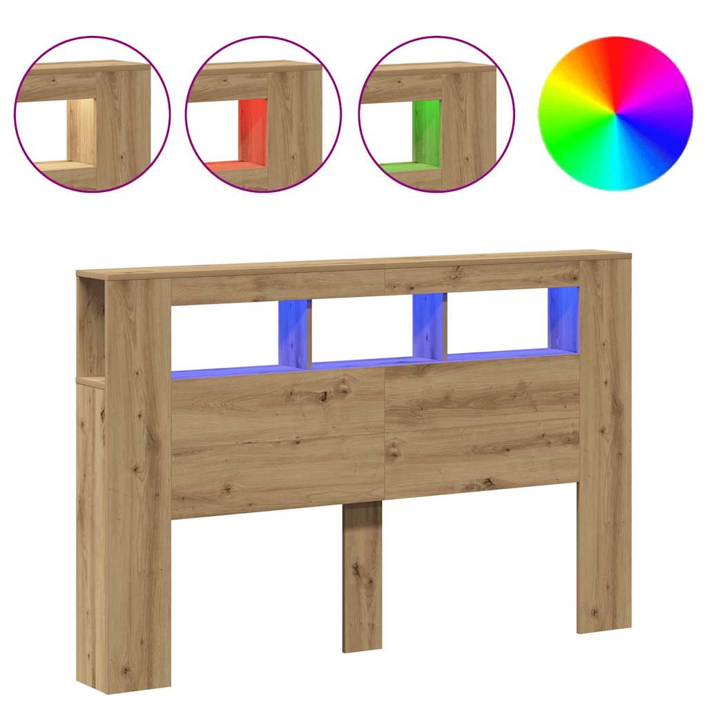 LED κεφαλάρι Artisan Oak 160x18,5x103,5 cm Κατασκευασμένο ξύλο - Pakobazaar