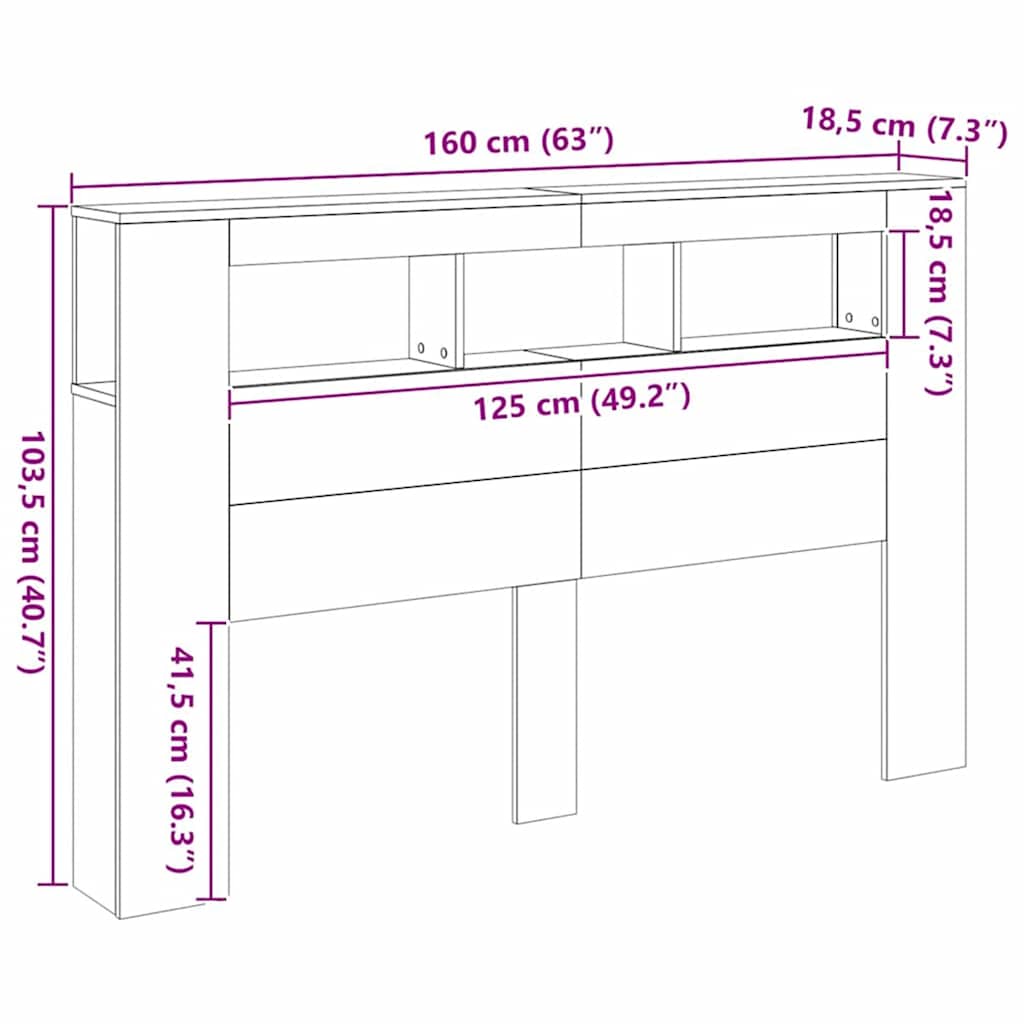 LED κεφαλάρι Artisan Oak 160x18,5x103,5 cm Κατασκευασμένο ξύλο - Pakobazaar