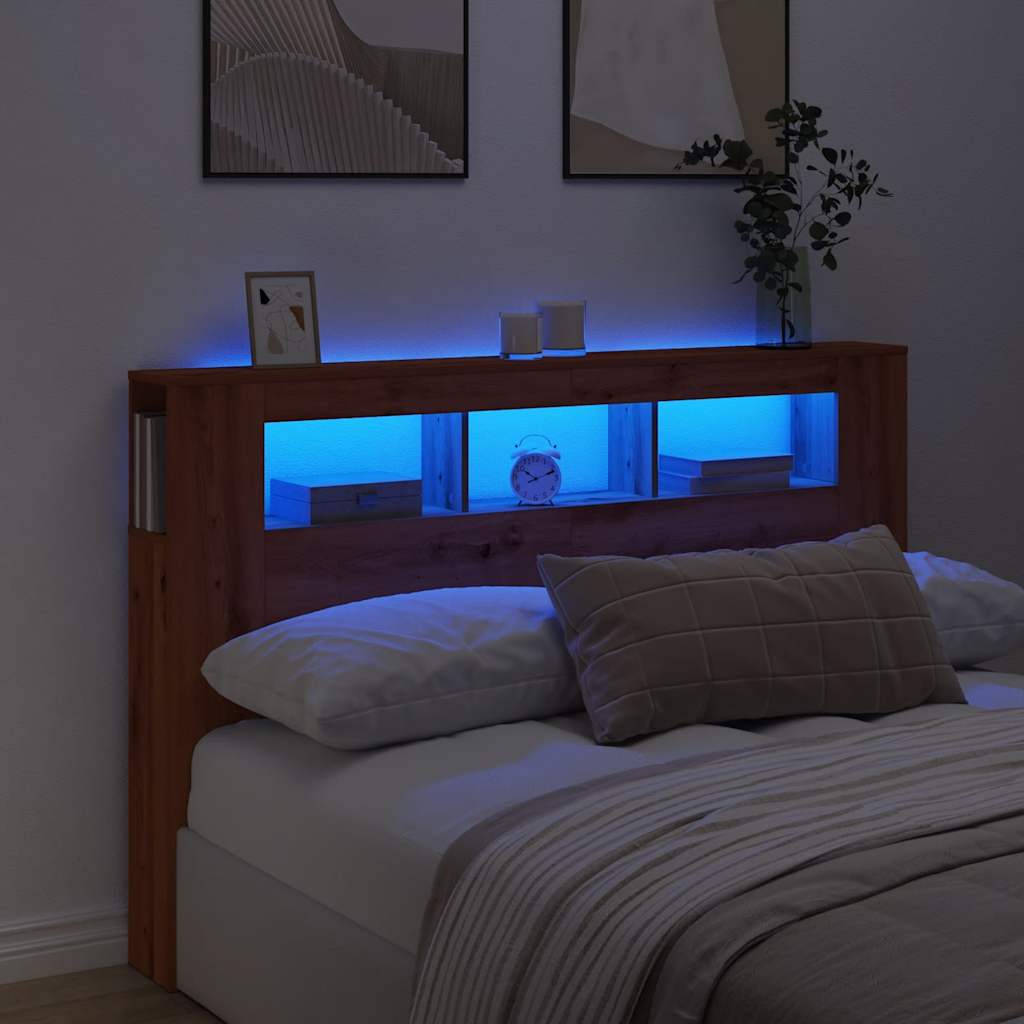 LED κεφαλάρι Artisan Oak 160x18,5x103,5 cm Κατασκευασμένο ξύλο - Pakobazaar