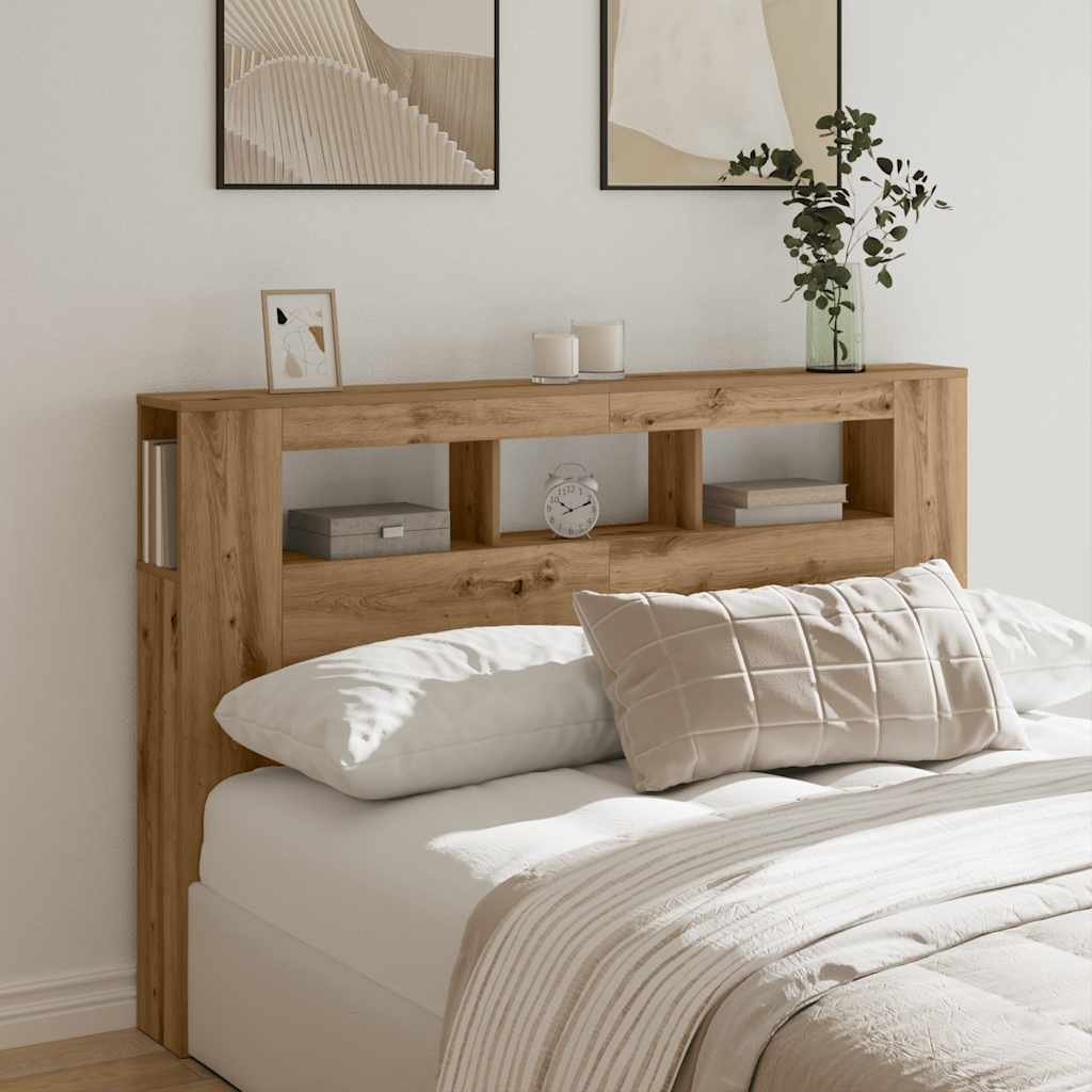 LED κεφαλάρι Artisan Oak 160x18,5x103,5 cm Κατασκευασμένο ξύλο - Pakobazaar
