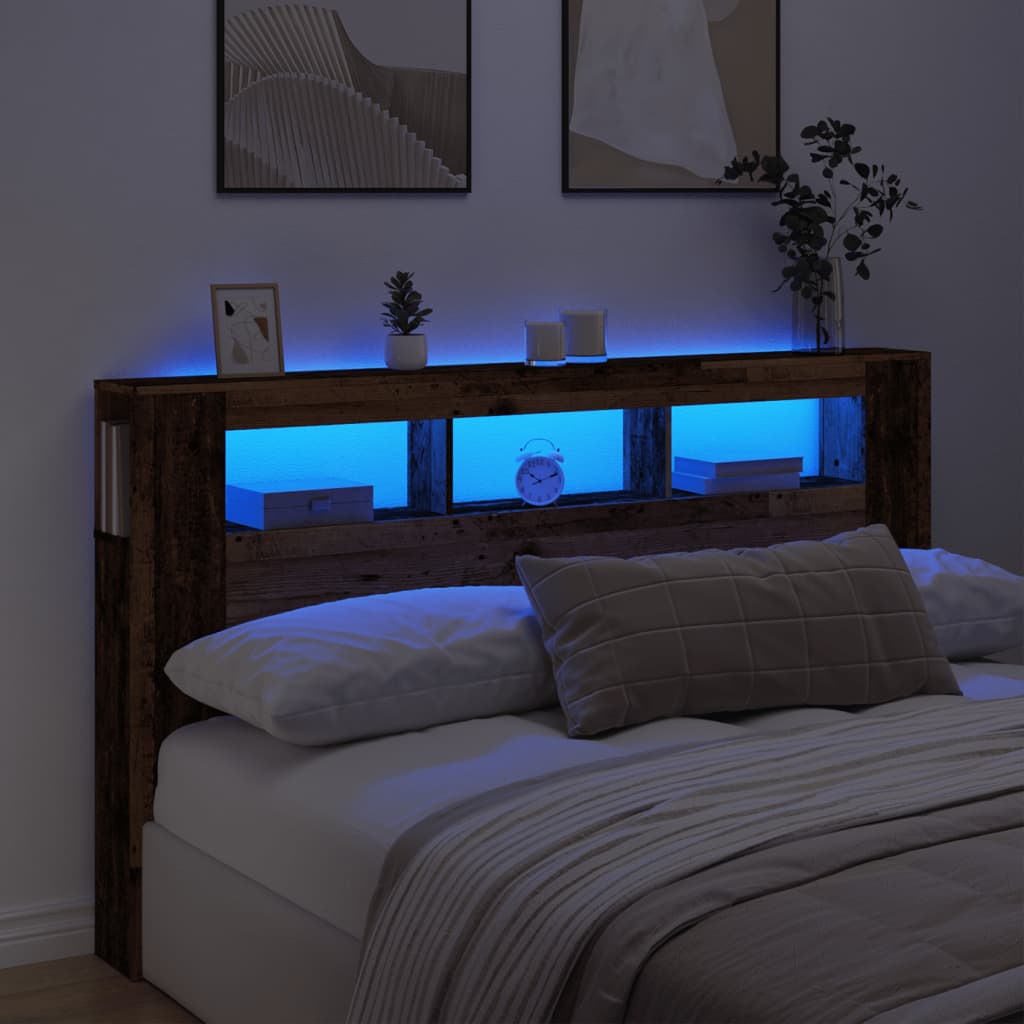 LED κεφαλάρι Παλιό ξύλο 180x18,5x103,5 cm Κατασκευασμένο ξύλο - Pakobazaar