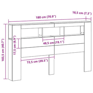 LED κεφαλάρι Artisan Oak 180x18,5x103,5 cm Κατασκευασμένο ξύλο - Pakobazaar