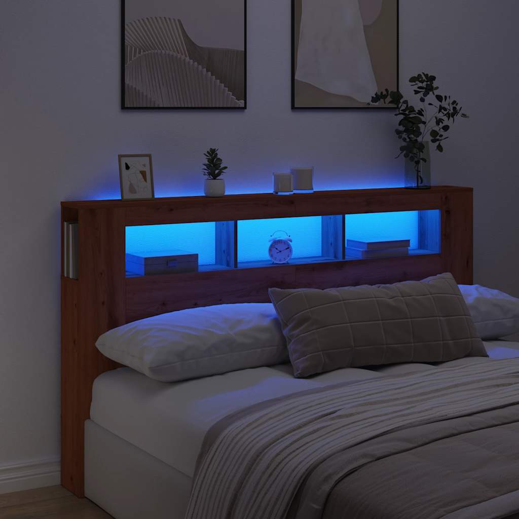 LED κεφαλάρι Artisan Oak 180x18,5x103,5 cm Κατασκευασμένο ξύλο - Pakobazaar