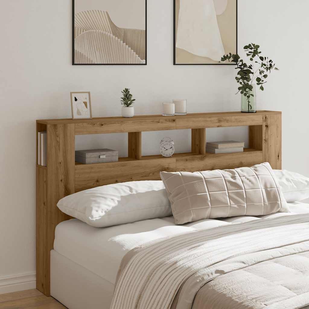 LED κεφαλάρι Artisan Oak 180x18,5x103,5 cm Κατασκευασμένο ξύλο - Pakobazaar