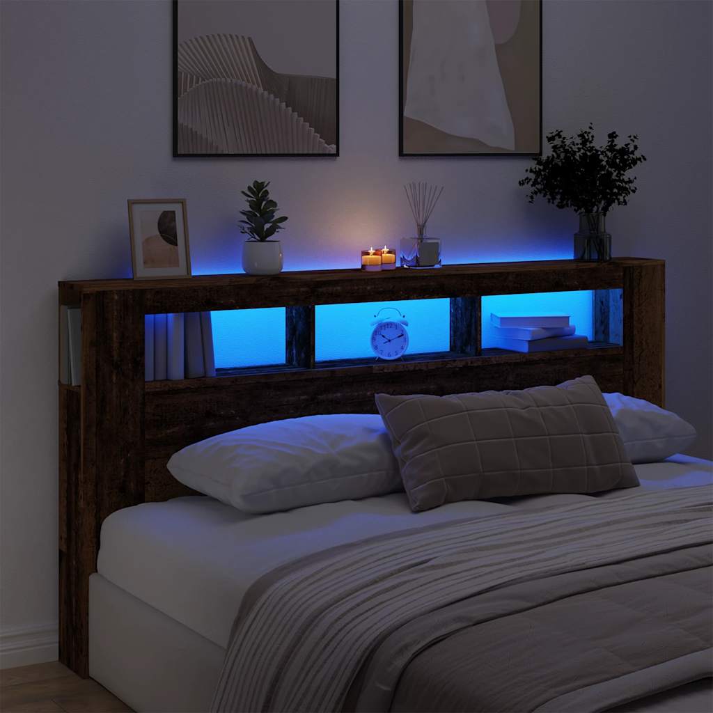 LED κεφαλάρι Παλιό ξύλο 200x18,5x103,5 cm Κατασκευασμένο ξύλο - Pakobazaar