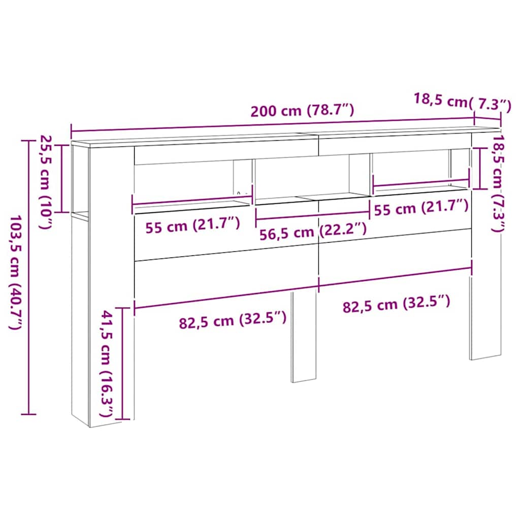 LED κεφαλάρι Artisan Oak 200x18,5x103,5 cm Κατασκευασμένο ξύλο - Pakobazaar