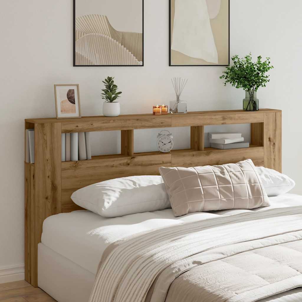 LED κεφαλάρι Artisan Oak 200x18,5x103,5 cm Κατασκευασμένο ξύλο - Pakobazaar