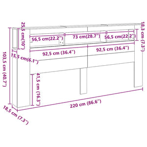 LED κεφαλάρι Artisan Oak 220x18,5x103,5 cm Κατασκευασμένο ξύλο - Pakobazaar