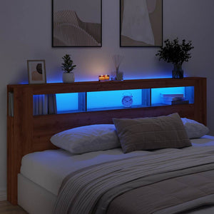 LED κεφαλάρι Artisan Oak 220x18,5x103,5 cm Κατασκευασμένο ξύλο - Pakobazaar