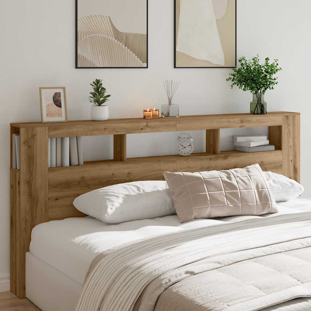 LED κεφαλάρι Artisan Oak 220x18,5x103,5 cm Κατασκευασμένο ξύλο - Pakobazaar