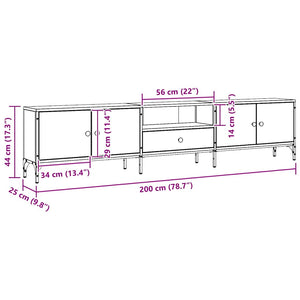 Έπιπλο Τηλεόρασης με Συρτάρι Δρυς 200x25x44 εκ Επεξ. Ξύλο