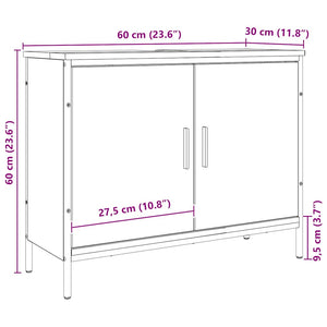 Ντουλάπι Νιπτήρα Αρτισιανή Δρυς 60x30x60 εκ. Επεξ. Ξύλο