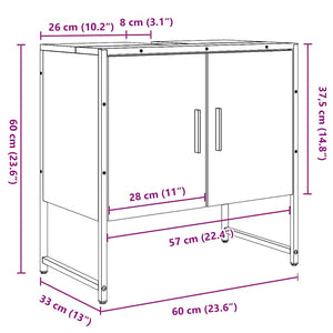 Ντουλάπι Νιπτήρα Μπάνιου Παλιό Ξύλο 60x33x60 εκ