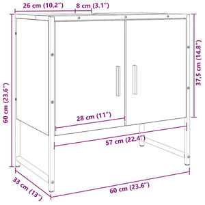 Ντουλάπι Νιπτήρα Μπάνιου Αρτισιανή Δρυς 60x33x60 εκ. Επεξ. Ξύλο