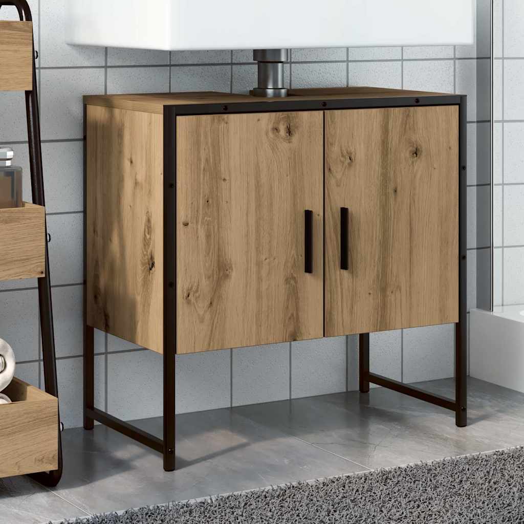 Ντουλάπι Νιπτήρα Μπάνιου Αρτισιανή Δρυς 60x33x60 εκ. Επεξ. Ξύλο