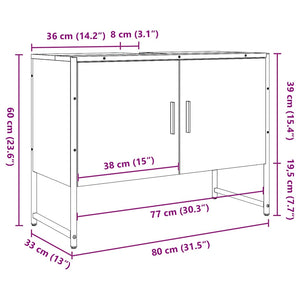 Ντουλάπι νιπτήρα μπάνιου Παλιό ξύλο 80x33x60 cm - Pakobazaar
