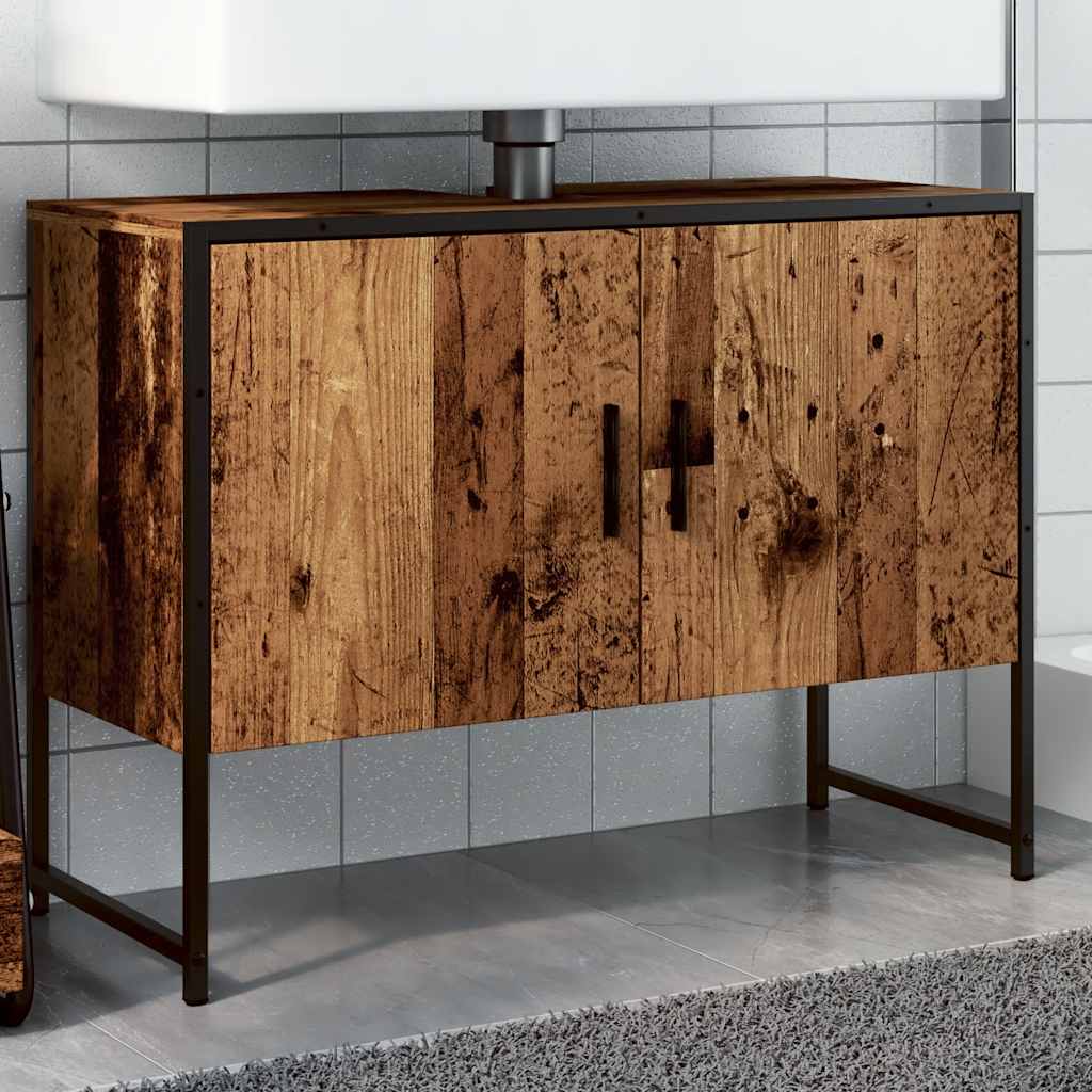 Ντουλάπι νιπτήρα μπάνιου Παλιό ξύλο 80x33x60 cm - Pakobazaar