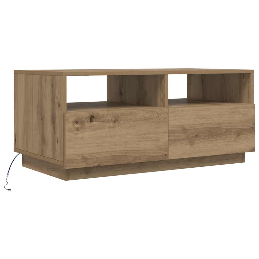 Τραπεζάκι Σαλονιού με LED Artisan Δρυς 90 x 49 x 40 εκ.