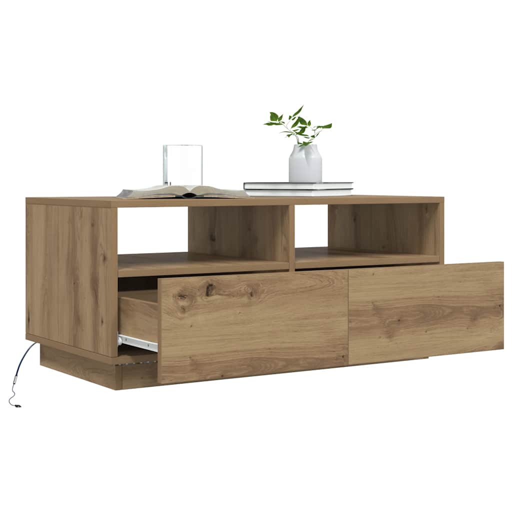 Τραπεζάκι Σαλονιού με LED Artisan Δρυς 90 x 49 x 40 εκ.