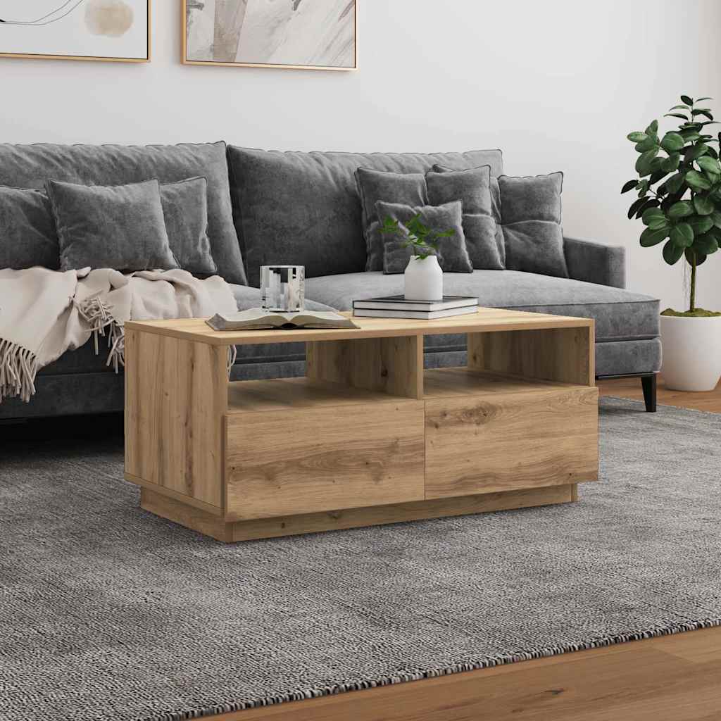 Τραπεζάκι Σαλονιού με LED Artisan Δρυς 90 x 49 x 40 εκ.