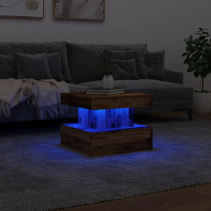 Τραπεζάκι Σαλονιού με LED Όψη Παλαιού Ξύλου 50 x 50 x 40 εκ. - Pakobazaar