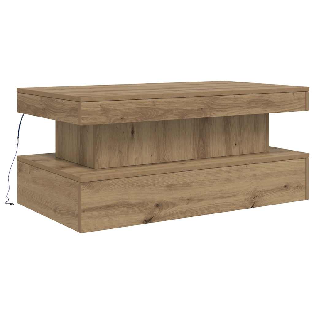 Τραπεζάκι Σαλονιού με LED Αρτισιανή Δρυς 50 x 50 x 40 εκ. - Pakobazaar