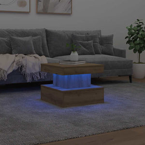 Τραπεζάκι Σαλονιού με LED Αρτισιανή Δρυς 50 x 50 x 40 εκ. - Pakobazaar