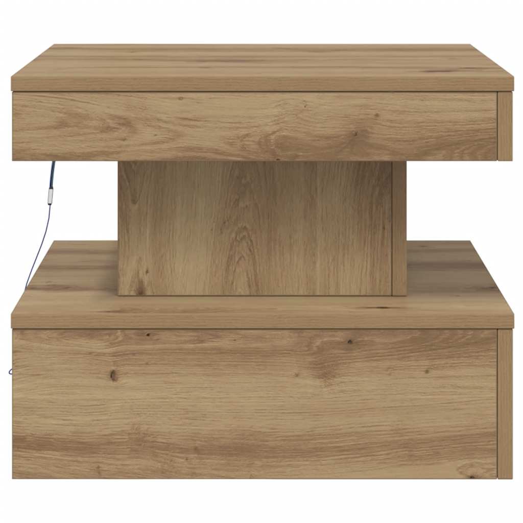 Τραπεζάκι Σαλονιού με LED Αρτισιανή Δρυς 50 x 50 x 40 εκ. - Pakobazaar