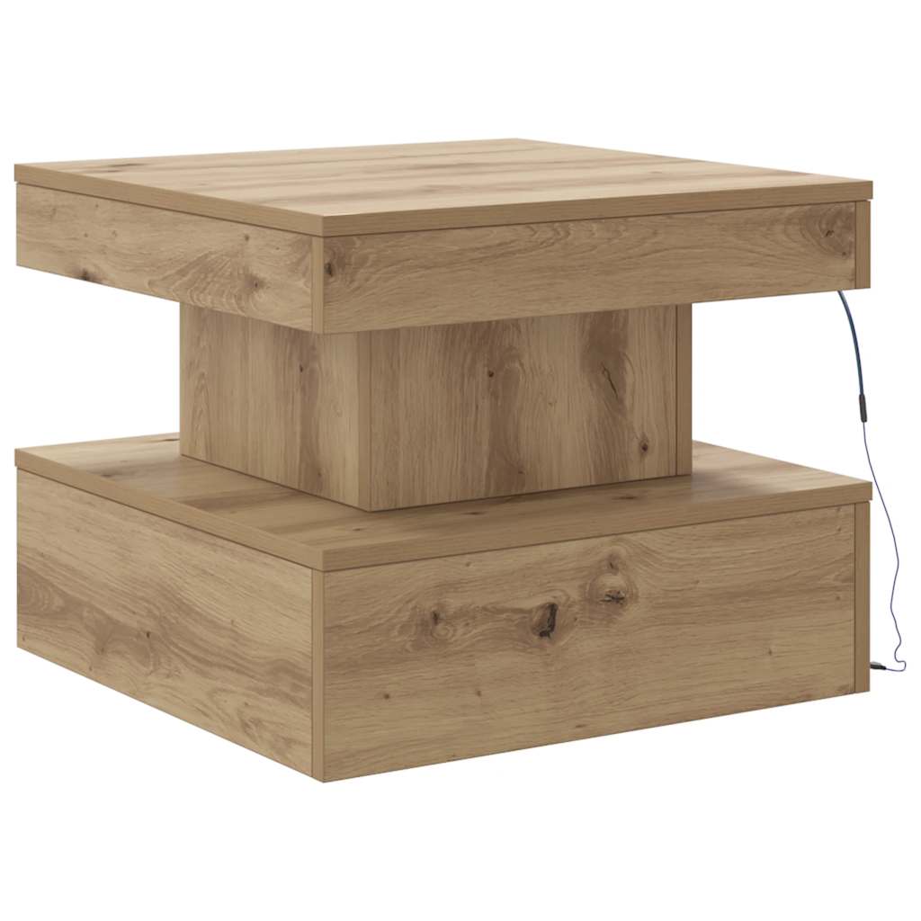 Τραπεζάκι Σαλονιού με LED Αρτισιανή Δρυς 50 x 50 x 40 εκ. - Pakobazaar