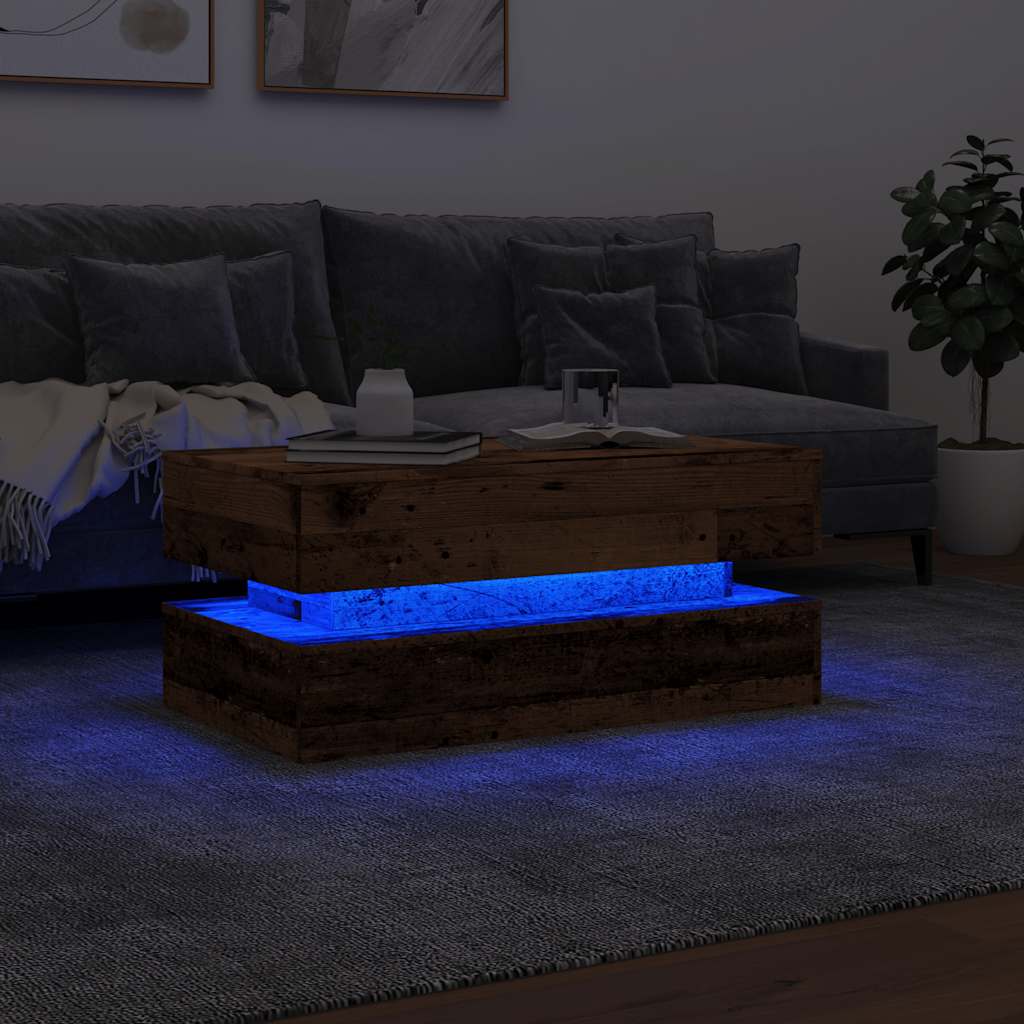 Τραπεζάκι Σαλονιού με LED Παλαιό Ξύλο 90 x 50 x 40 εκ. - Pakobazaar